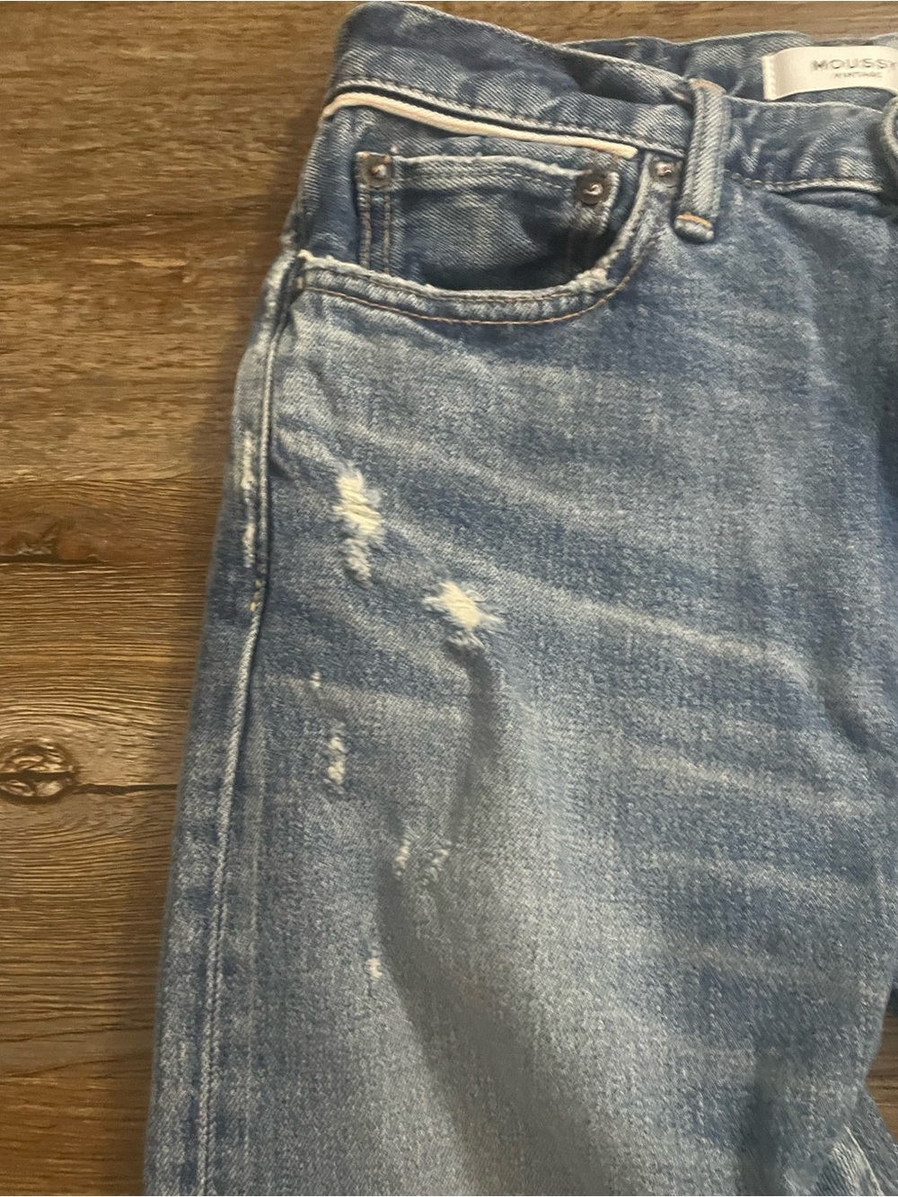Moussy Vintage Jeans Women’s Size 25 Denim Distressed Blue Button Fly Straight - Picture 4 of 14